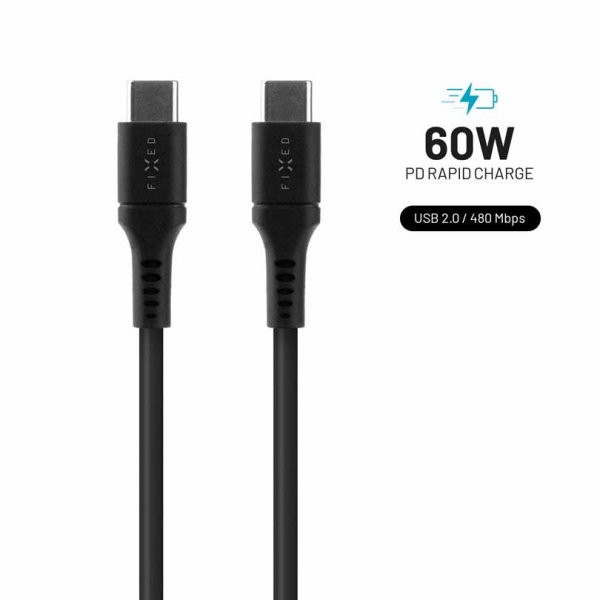 Kabel Liquid Silicone USB-C/USB-C 1.2m Svart