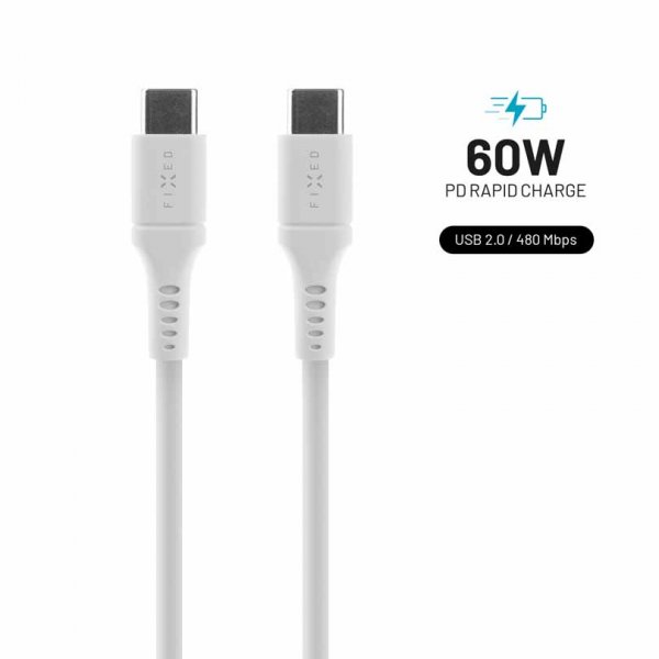 Kabel Liquid Silicone USB-C/USB-C 2m Hvit