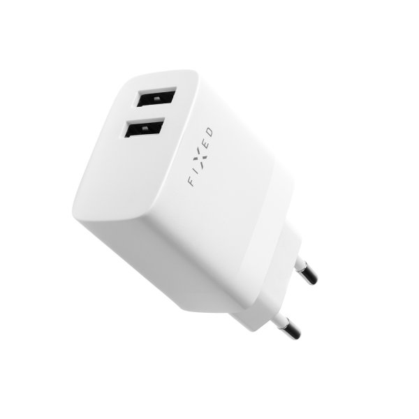 Lader 2xUSB-A 17W Hvit
