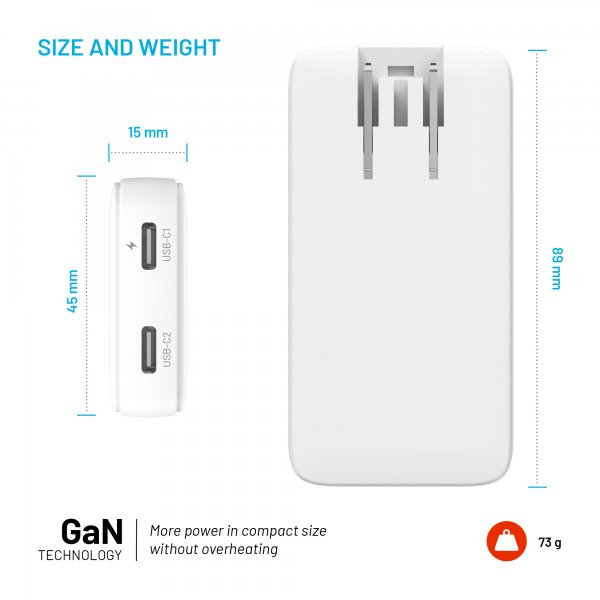 Reise Lader Slim Traveller 2xUSB-C 45W