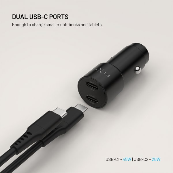 Mobillader til bil PD 65 2xUSB-C 65W