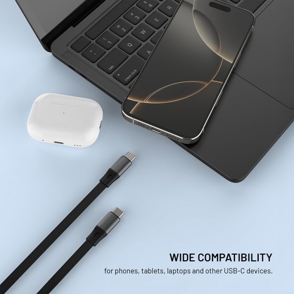 Utdragbar Kabel USB-C 100W 1m Svart