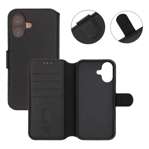 iPhone 17 Etui Ekte Skinn Svart