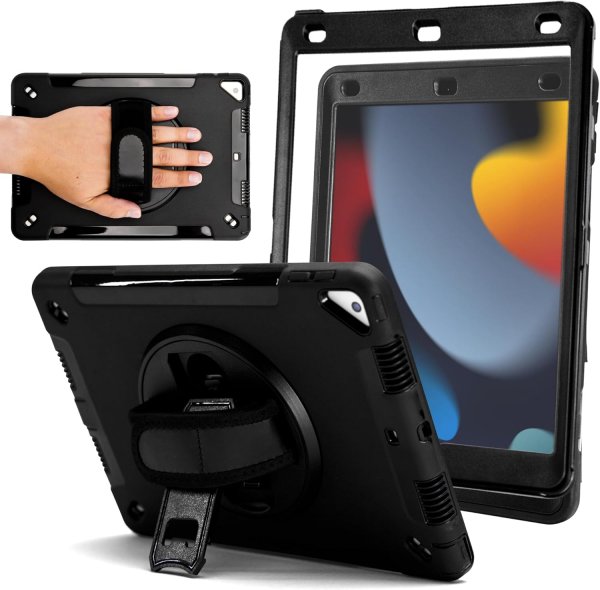 iPad 10.2 (gen 7/8/9) Deksel Rugged Tablet Case Svart