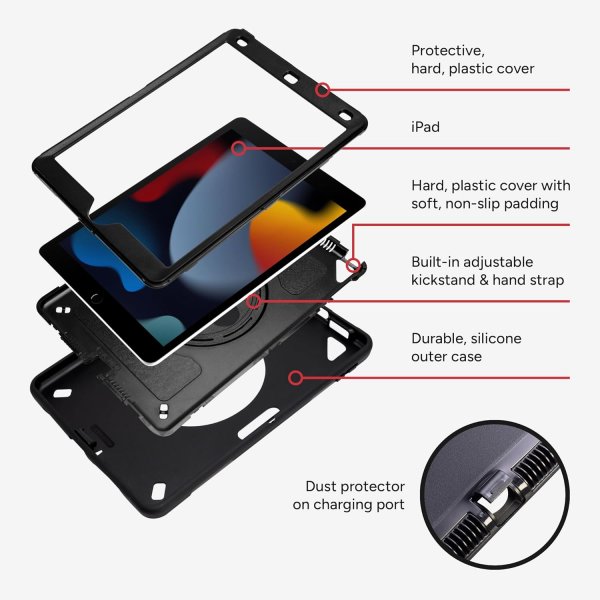 iPad 10.2 (gen 7/8/9) Deksel Rugged Tablet Case Svart