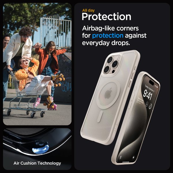 iPhone 15 Pro Max Deksel Ultra Hybrid MagFit Frost Natural Titanium