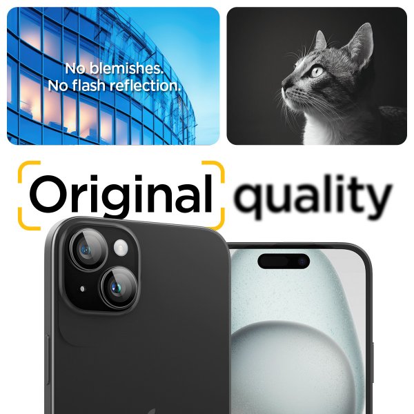 iPhone 14/15/14 Plus/15 Plus Kamerabeskytter GLAS.tR EZ Fit Optik Pro Crystal Clear 2-pakning