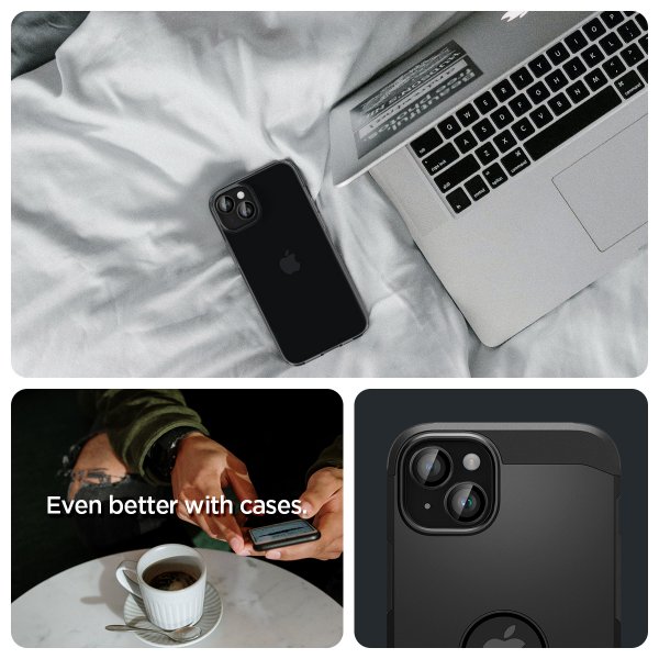 iPhone 14/15/14 Plus/15 Plus Kamerabeskytter GLAS.tR EZ Fit Optik Pro Crystal Clear 2-pakning