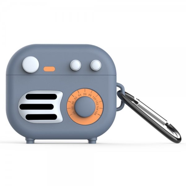 AirPods 3 Deksel Silikon 3D Retro Radio Grå