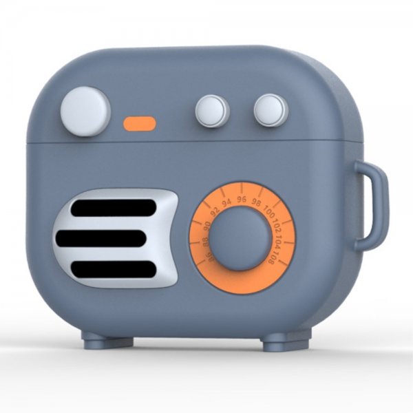 AirPods 3 Deksel Silikon 3D Retro Radio Grå