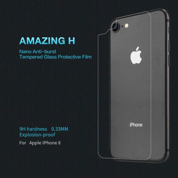 Amazing H Herdet glass Skydd till Baksidan för Apple iPhone 8