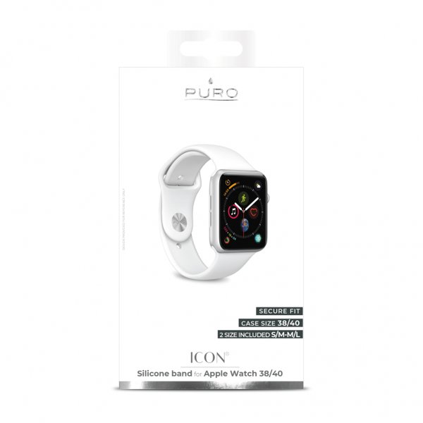 Apple Watch 38/40/41/42mm Armbånd ICON Silicone Band Hvit