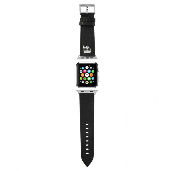 Apple Watch 42/44/45mm/Apple Watch Ultra Armbånd Saffiano Svart