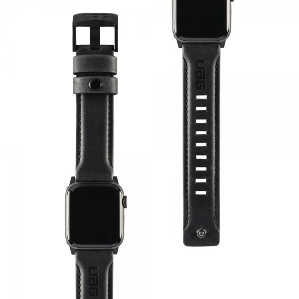Apple Watch 44/42mm Armbånd Ekte Skinn Svart