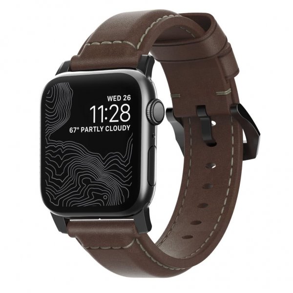 Apple Watch 42/44mm/Apple Watch Ultra Armbånd Traditional Strap Svart/Rustic Brown