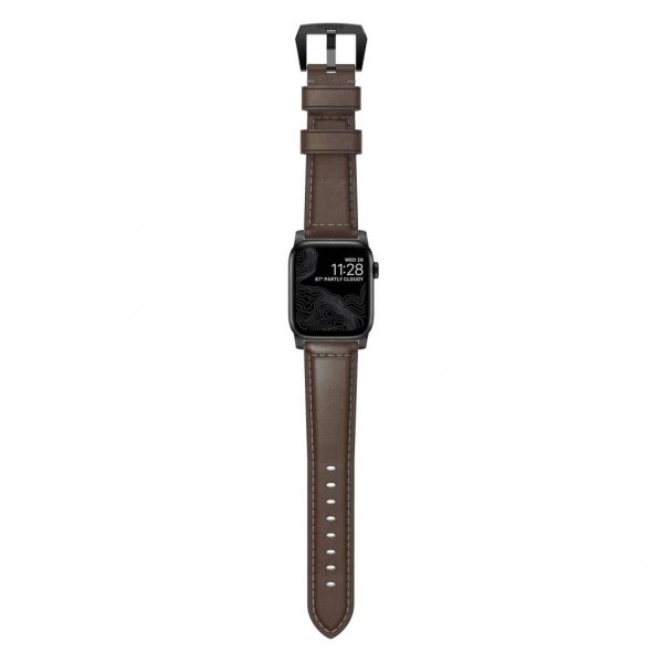 Apple Watch 44/45/46mm/Apple Watch Ultra Armbånd Traditional Band Black Hardware Rustic Brown
