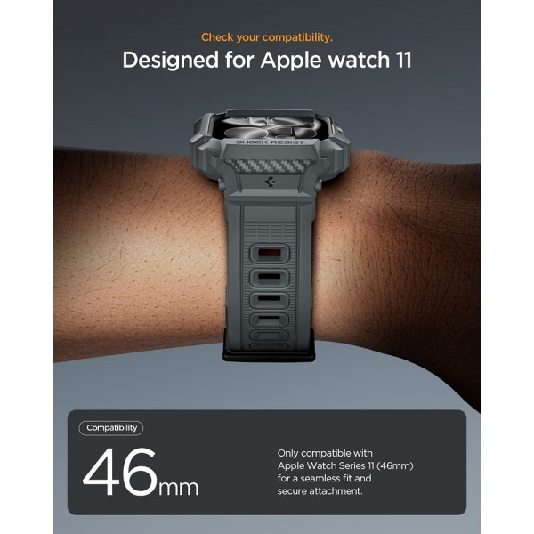 Apple Watch 46mm (Series 10/11) Armbånd Rugged Armor Pro 2 Dark Gray