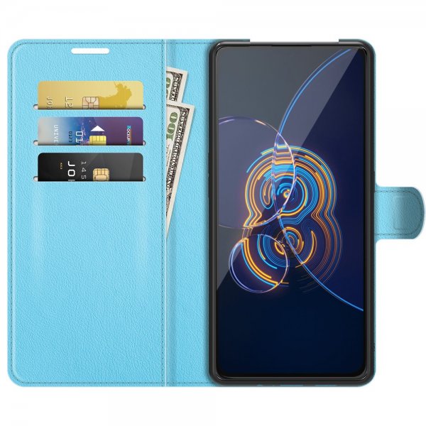 Asus Zenfone 8 Flip Etui Litchi Blå