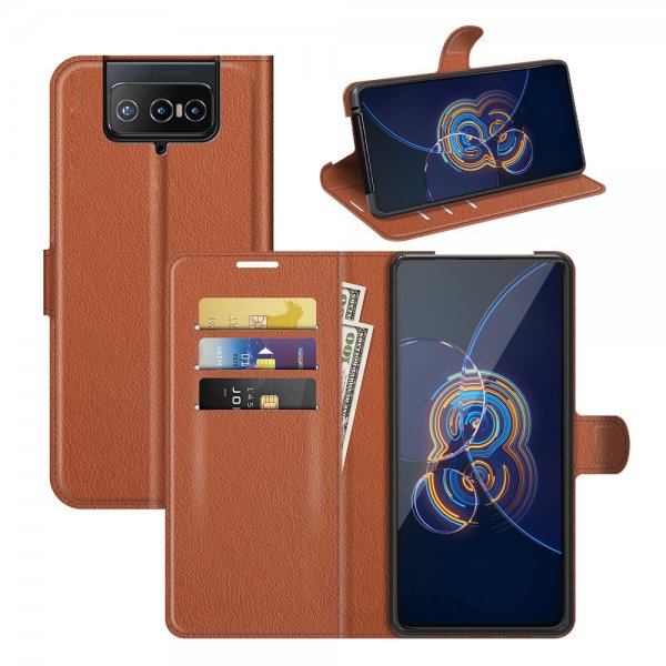 Asus Zenfone 8 Flip Etui Litchi Brun