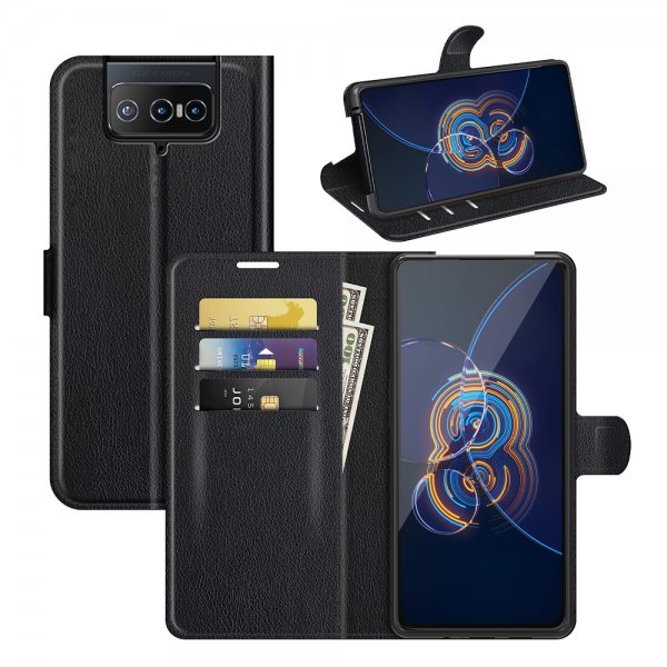 Asus Zenfone 8 Flip Etui Litchi Svart
