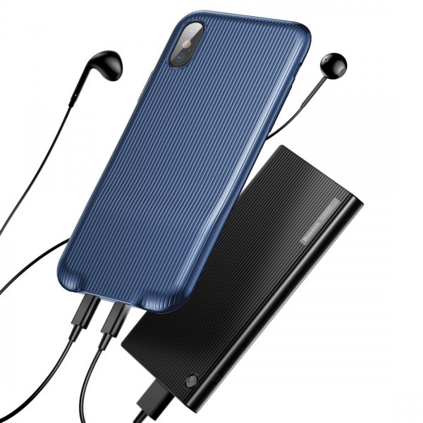 Audio Case till iPhone X/Xs Deksel Dubbla Lightning Kontakter Blå