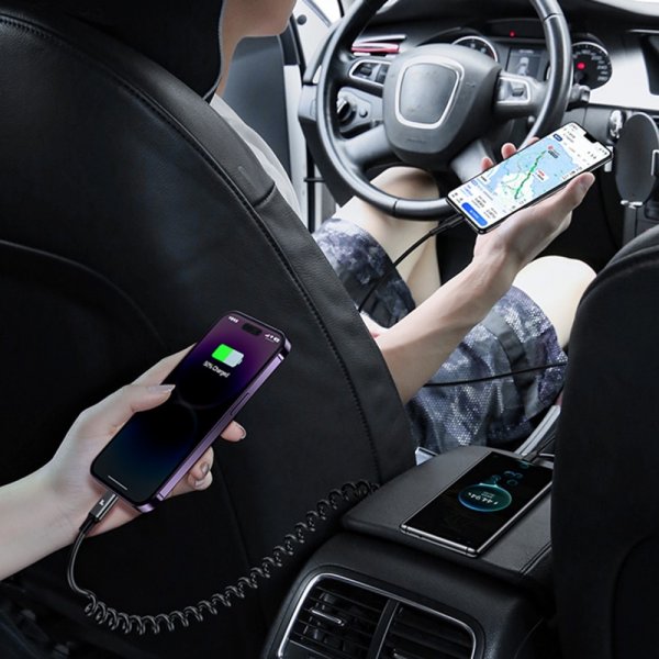 Mobillader til bil 60W Car Charger with Spring Cable