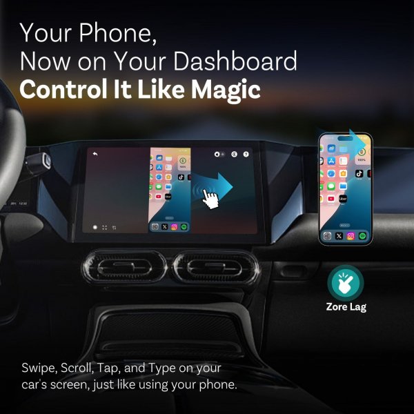 Mirror Touch Trådløs CarPlay/Android Auto Adapter med Skjermspeiling