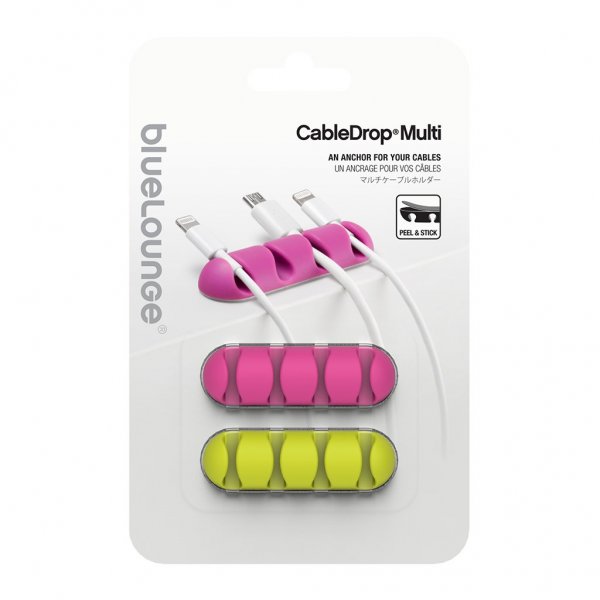 CableDrop Multi Selvklebende Ledningsholder 2 stk Flerfarget