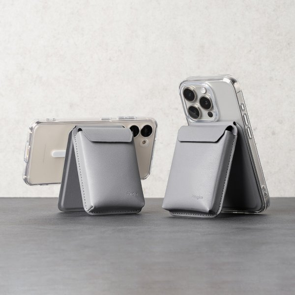 Kortholder Stand Pocket Magnetic MagSafe Light Gray