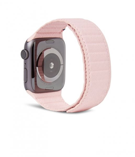 Apple Watch 38/40/41mm Armbånd Leather Magnetic Traction Strap Lite Silver Pink