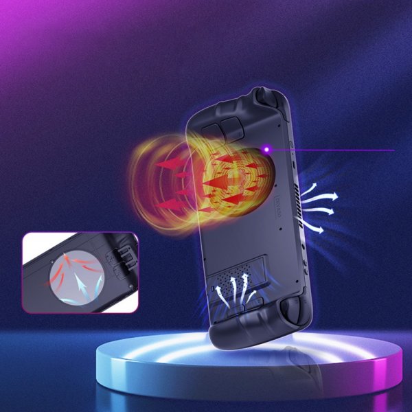 Steam Deck Deksel med stativ og magnetisk vifte transparent grå