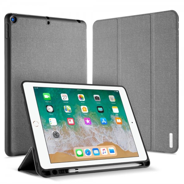 Domo Series Etui till iPad 9.7 Stoff TPU Tri-Fold Grå