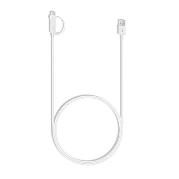 Data- och LaddningsKabel USB Type-C/Micro-USB 1.5m Hvit
