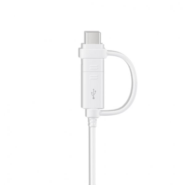 Data- och LaddningsKabel USB Type-C/Micro-USB 1.5m Hvit