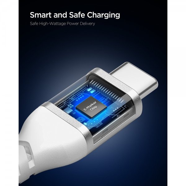 Essential Kabel Fabric USB-C/USB-C 100W 1m Hvit