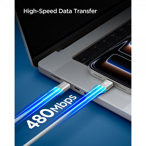 Essential Kabel Fabric USB-C/USB-C 100W 1m Hvit