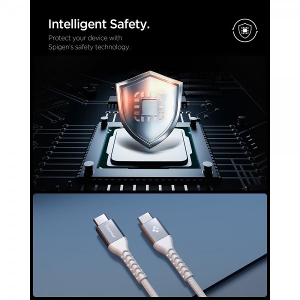 Essential Kabel Fabric USB-C/USB-C 100W 1m Hvit