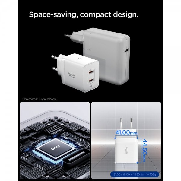 Essential Lader 47W 2xUSB-C Hvit