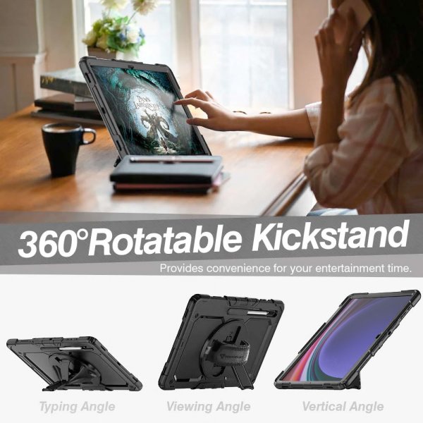 Samsung Galaxy Tab S9 Ultra Deksel Rainproof Rugged Case Hand Strap Kickstand