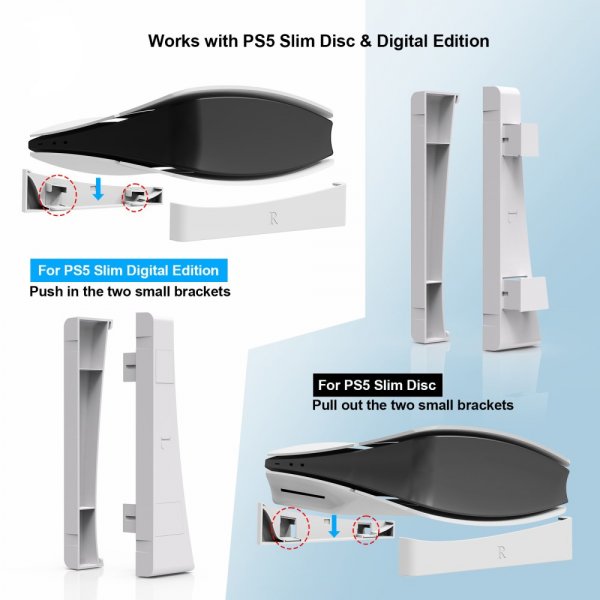 PlayStation 5 Slim (Digital/Disc Edition) Stand Hvit