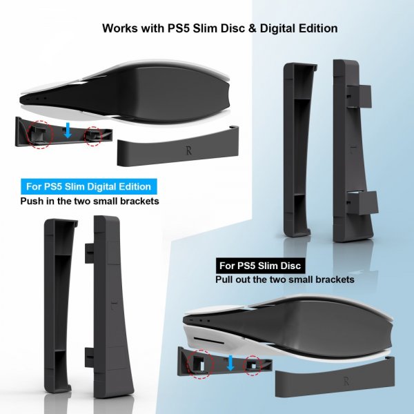 PlayStation 5 Slim (Digital/Disc Edition) Stand Svart