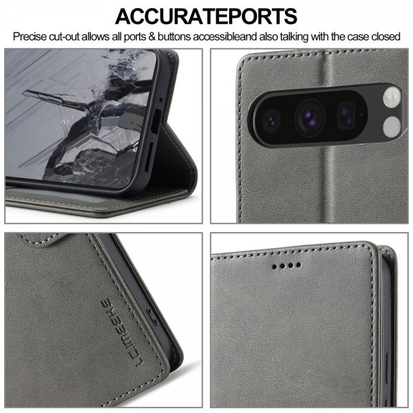 Google Pixel 10 Pro XL Etui med Kortlomme stativfunksjon Grå