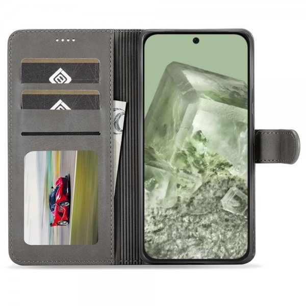 Google Pixel 8a Etui med Kortlomme stativfunksjon Grå