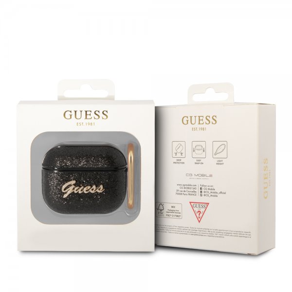 AirPods 3 Deksel Glitter Flakes Svart