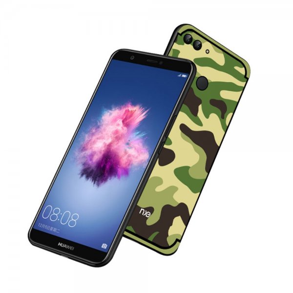 Huawei P Smart 2018 Deksel med Stativ Camouflage HardPlast TPU Grønn
