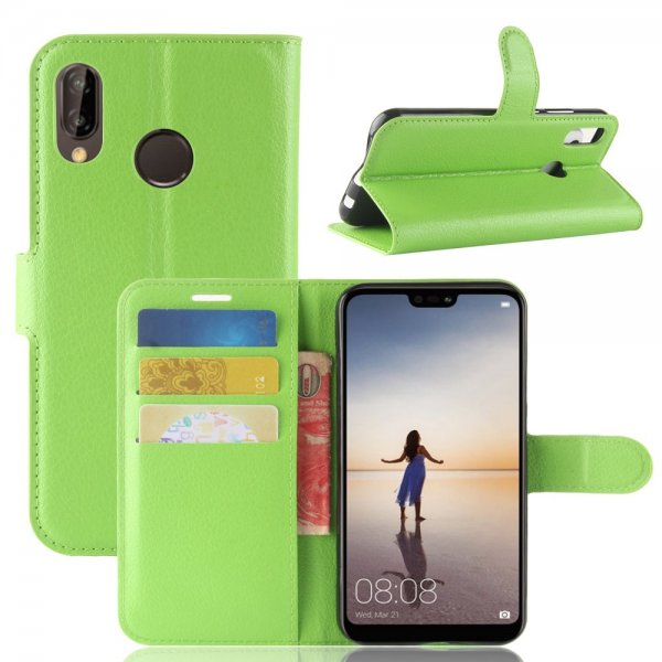 Huawei P20 Lite Plånboksetui PU-skinn Litchi Grønn