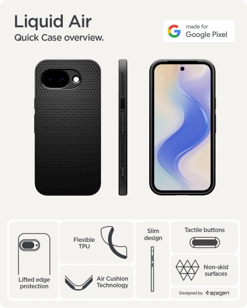 Google Pixel 10a Deksel Liquid Air Matte Black