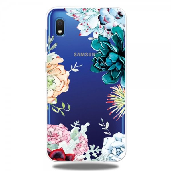 Samsung Galaxy A10 Deksel TPU Motiv Flera Blommor Transparent