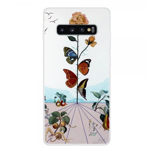 Samsung Galaxy S10 Deksel TPU Motiv Fjärilar och Blomma