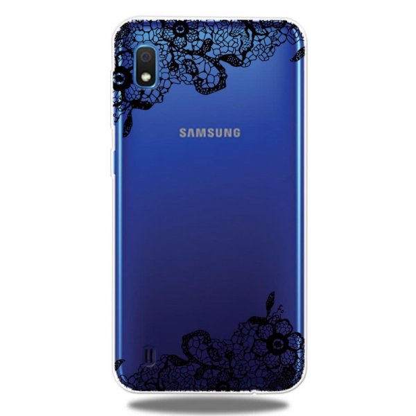 Samsung Galaxy A10 Deksel TPU Motiv Svart LaceMønster Transparent
